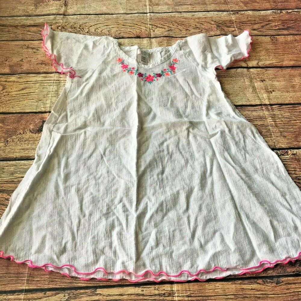 The Children’s Place Girl’s White Embroidered Floral Shirt Youth Size Small